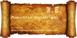 Mamuzsits Benjámin névjegykártya